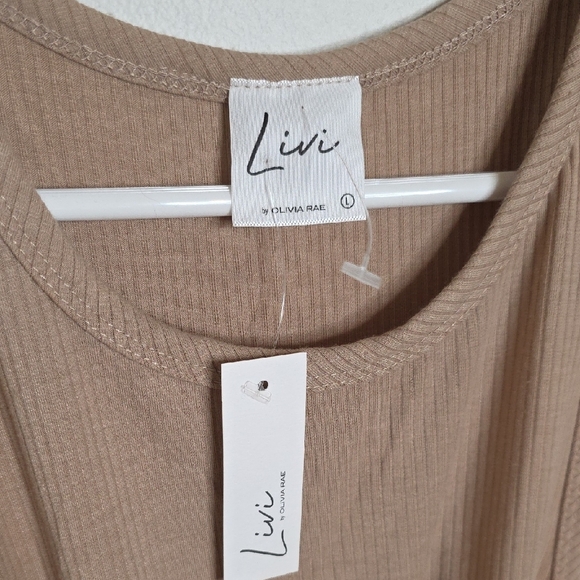 Olivia Rae Taupe Sleeveless Racerback Midi Dress Size Large NWT - Picture 2 of 8